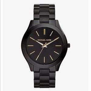Authentic MK Unisex Black Slim Runway watch